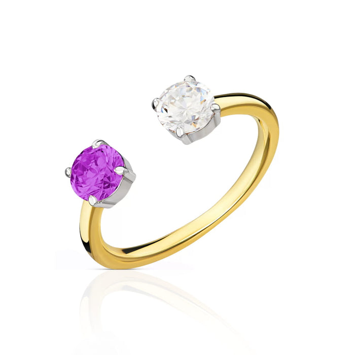 Inel din Aur 8K cu Zirconiu Alb și Violet Galaxy 1.1015f