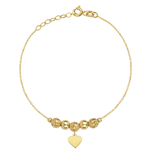 Bratara Lant cu Inima si Bilute- Aur 14k