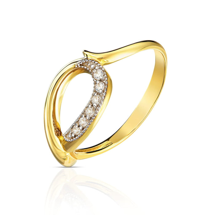 Inel Aur Împletit 8K cu Zirconii - Eleganță Subtilă
