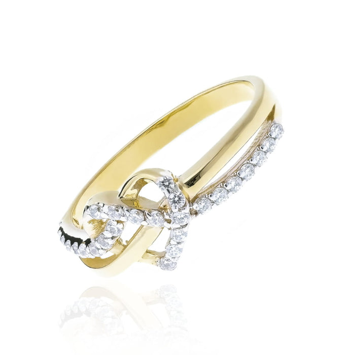 Inel Aur 8K Inimă Împletită cu Zirconii