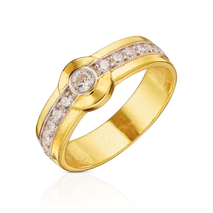 Inel Aur 8K Cu Ornamente Delicate și Zirconii