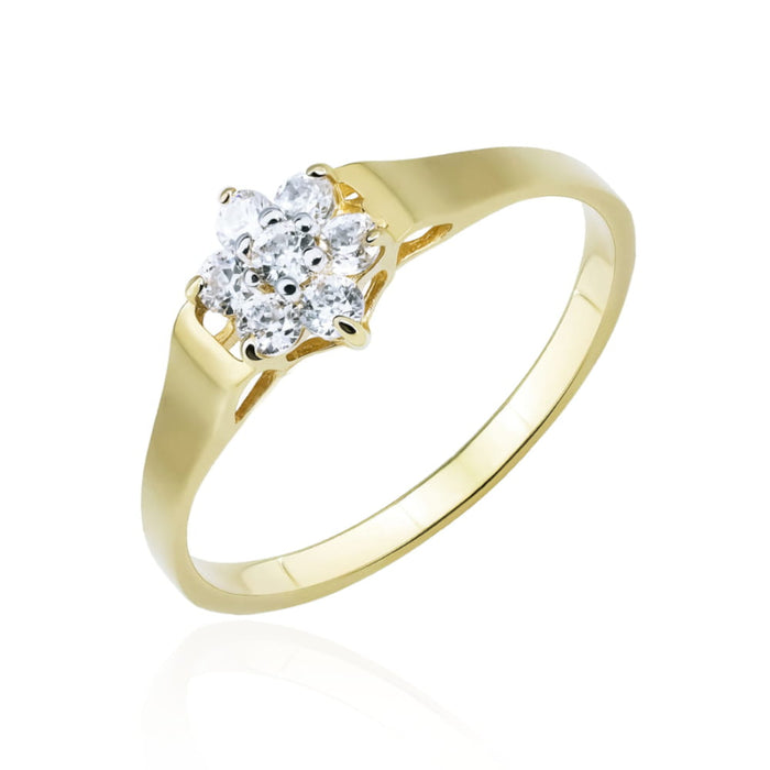 Inel Aur 8K cu Flori Delicate și Zirconiu – Eleganță Feminină