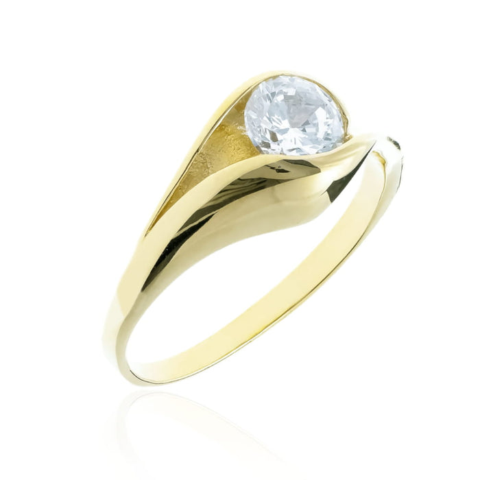 Inel Aur 8K cu Zirconiu Mare - Eleganță și Strălucire