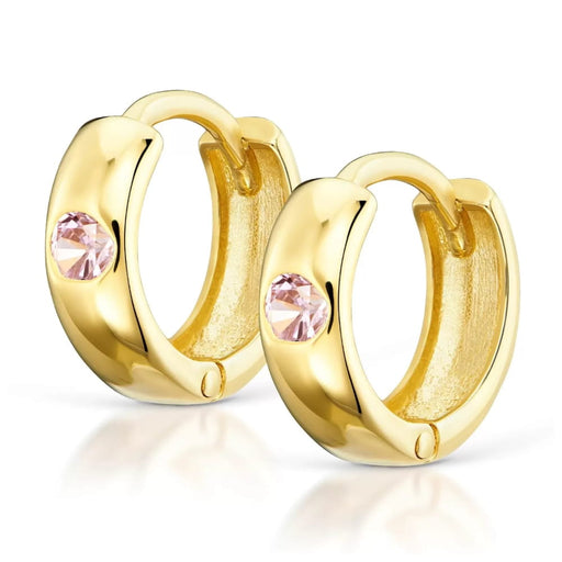 Cercei Aur 8K Rotunzi cu Zirconiu Roz - Eleganță Delicată