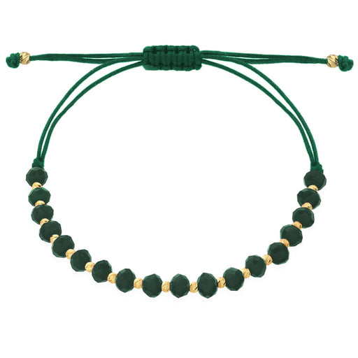 Brățară cu bile si pietre de smarald pe șnur verde