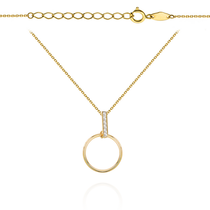 Colier cu Cerc si Placuta cu Cristale- Aur 14k