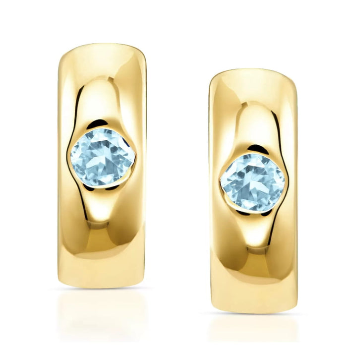 Cercei Rotunzi Aur 8K cu Zirconiu Albastru