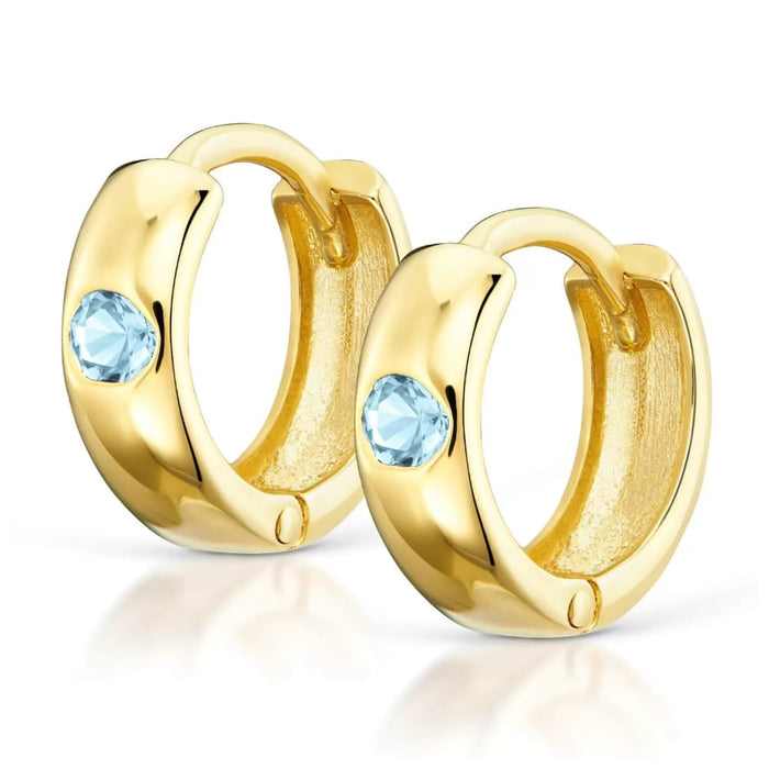 Cercei Rotunzi Aur 8K cu Zirconiu Albastru