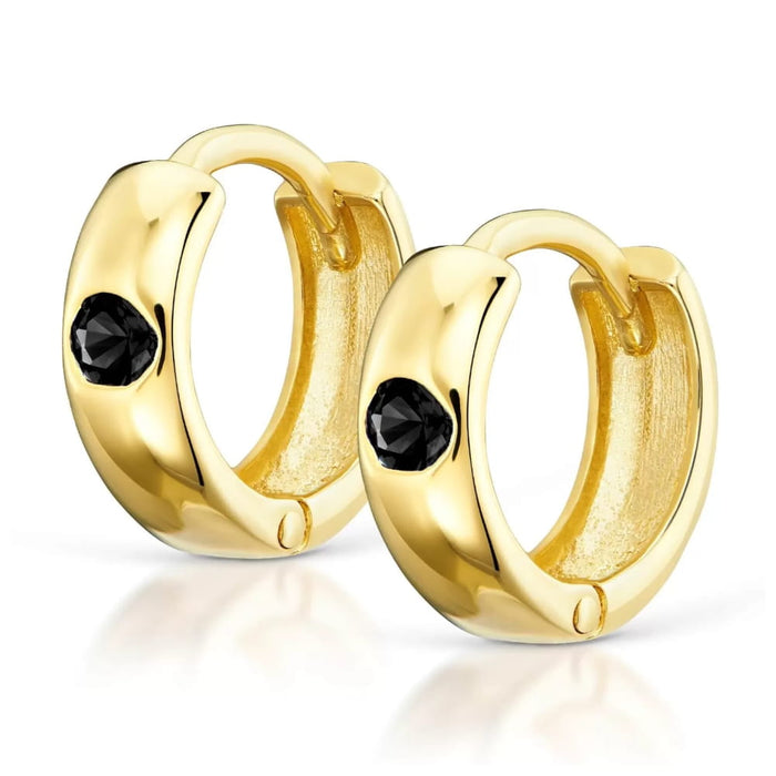 Cercei Rotunzi din Aur 8K cu Zirconiu Negru