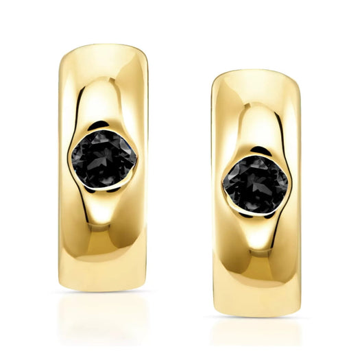 Cercei Rotunzi din Aur 8K cu Zirconiu Negru