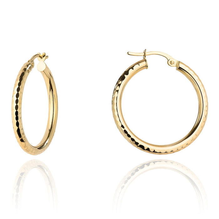 Cercei Aur Galben 14K Model Rotund cu Închidere Engleză