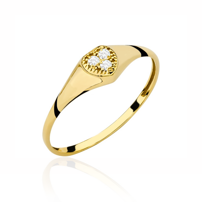 Inel Aur Galben Inimă Cu Zirconii