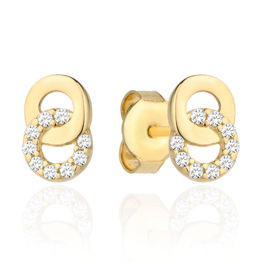 Cercei Aur 14k Impletiti cu Zirconii Albe