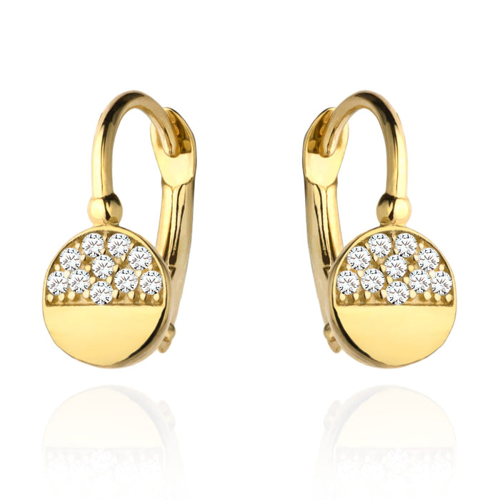 Cercei Aur 14k cu Model Neted si Zirconii Albe