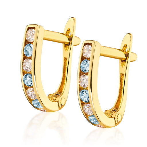 Cercei Aur 8K Sparkle cu Pietre Albastre