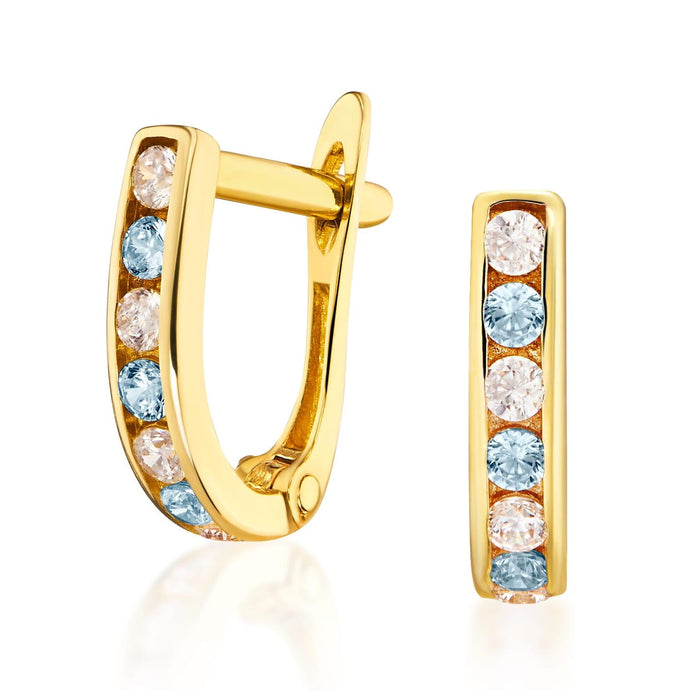 Cercei Aur 8K Sparkle cu Pietre Albastre