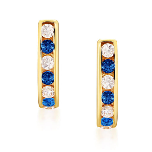 Cercei Aur 8K Drumeții Sparkle Albastru - Eleganță Subtilă pentru Femei