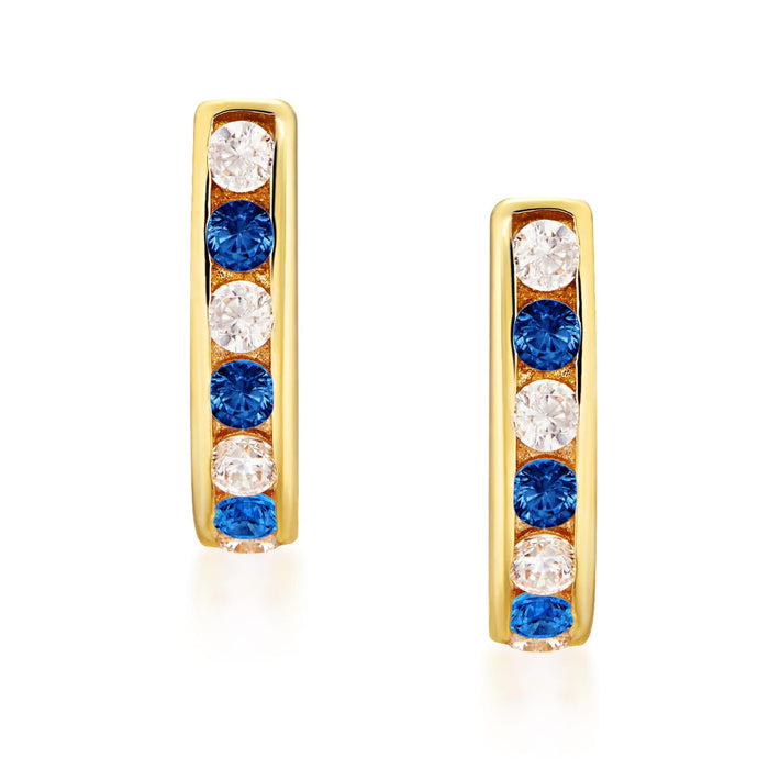 Cercei Aur 8K Drumeții Sparkle Albastru - Eleganță Subtilă pentru Femei