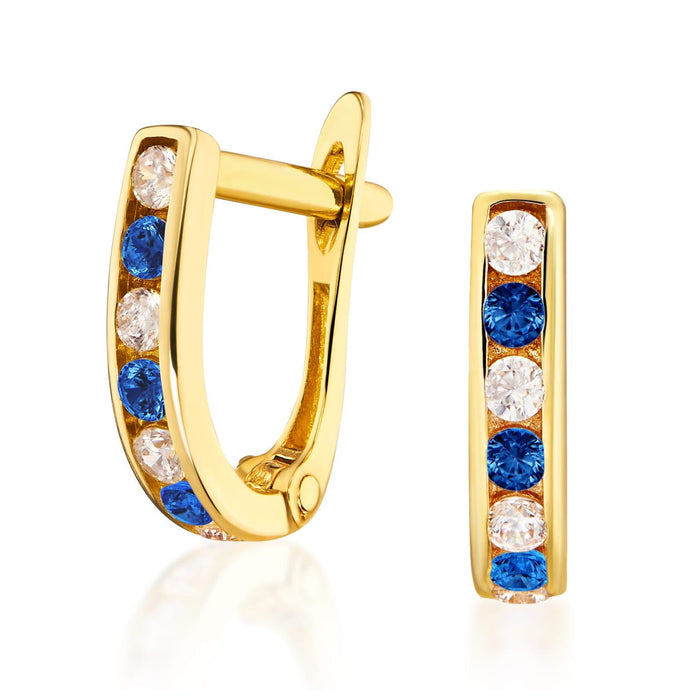 Cercei Aur 8K Drumeții Sparkle Albastru - Eleganță Subtilă pentru Femei