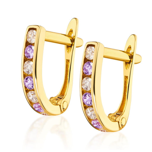 Cercei Aur 8K Sparkle Fiolet - Eleganță și Strălucire