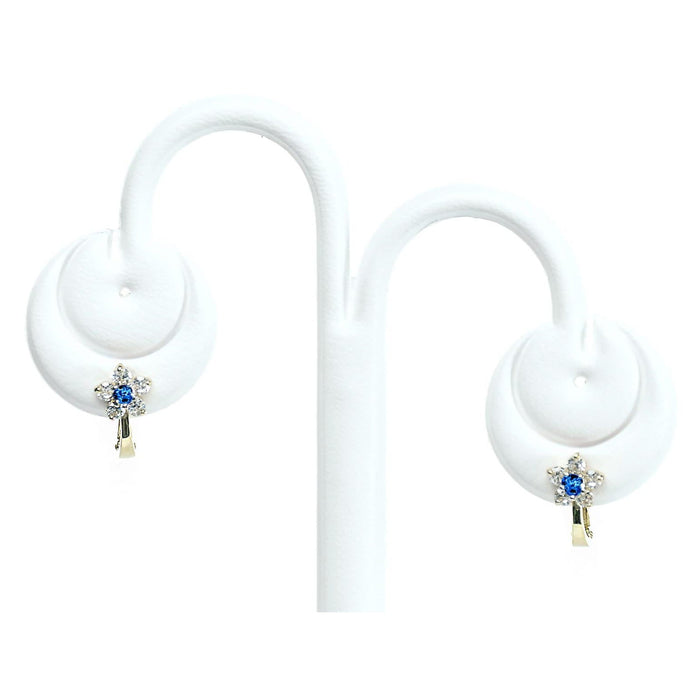 Cercei Aur 8K cu Zirconii Albastre în Formă de Floare