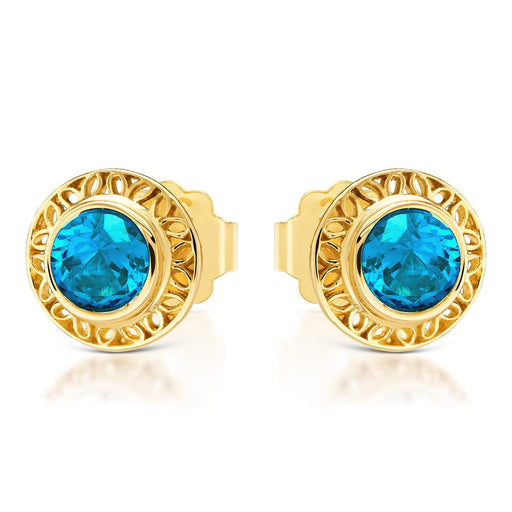 Cercei Aur 8K Ażurowy cu Zirconiu Turcoaz