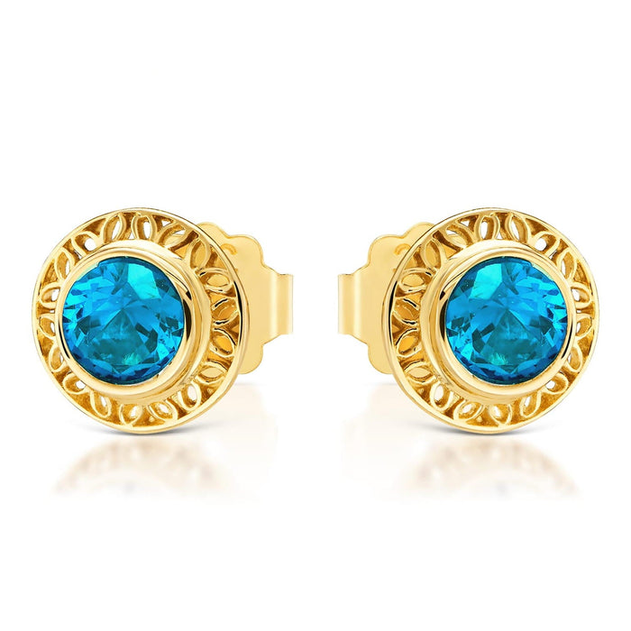 Cercei Aur 8K Ażurowy cu Zirconiu Turcoaz