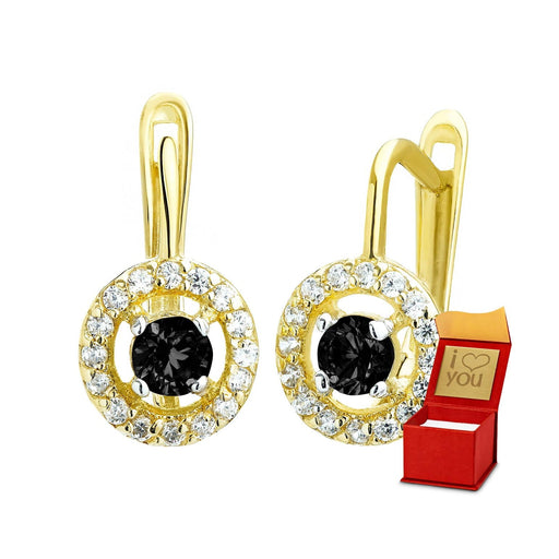 Cercei Rotunzi din Aur 8K cu Zirconii Negre