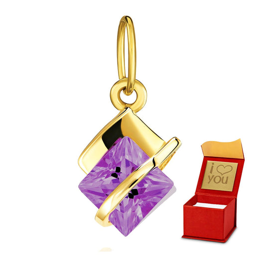 Pandantiv Aur 8K Violet – Eleganță Cubic Zirconia