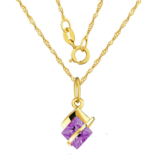 Pandantiv Aur 8K Violet – Eleganță Cubic Zirconia