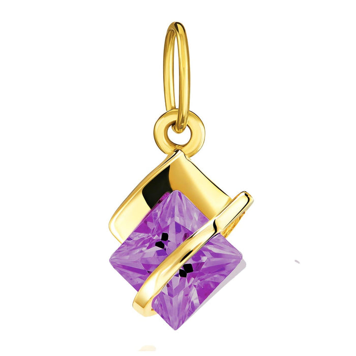 Pandantiv Aur 8K Violet – Eleganță Cubic Zirconia