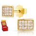 Cercei Aur 8K Dreptunghiulari cu Pietre Albe, Sistem de Prindere cu Știft