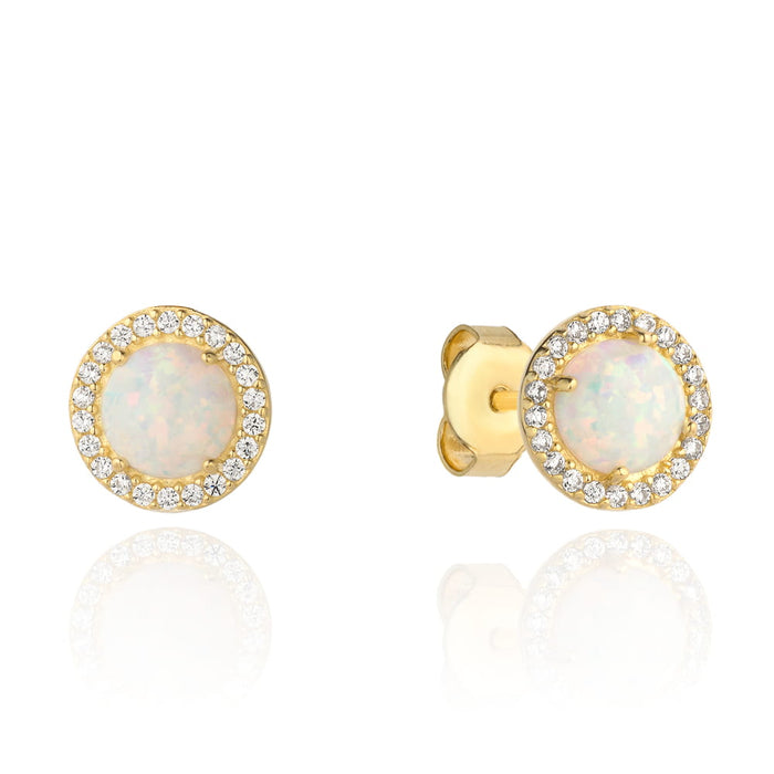 Cercei Aur 14k cu Opal si Zirconii Albe