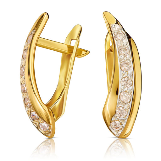 Cercei Eleganți din Aur 8K cu Pietre Albe Strălucitoare