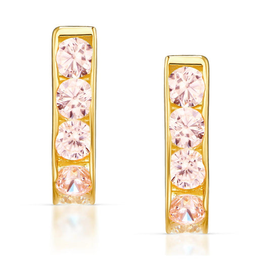 Cercei Aur 8K Dreptunghiulari cu Pietre Roz