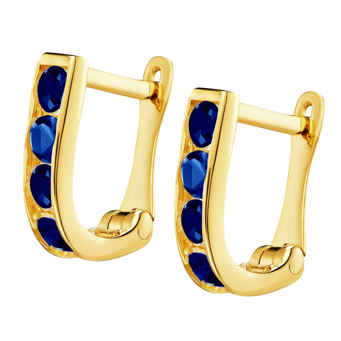 Cercei Aur 8K Dreptunghiulari cu Pietre Safir