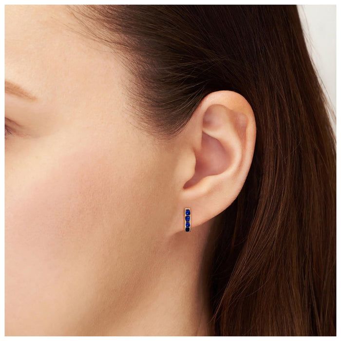 Cercei Aur 8K Dreptunghiulari cu Pietre Safir