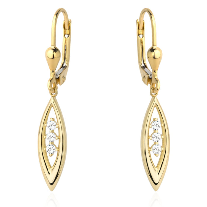 Cercei din aur cu lacrimă și trei zirconii cubice