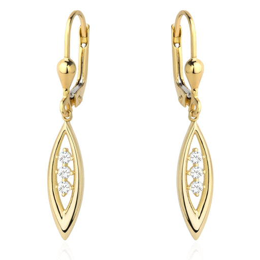 Cercei din aur cu lacrimă și trei zirconii cubice