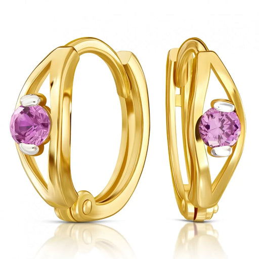 Cercei Rotunzi din Aur 8K cu Zirconiu Violet