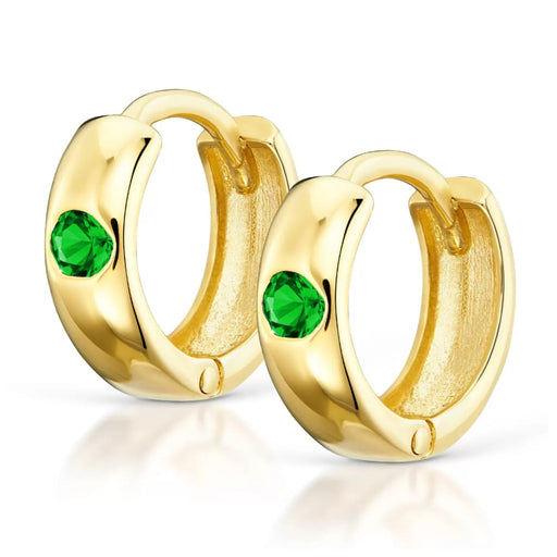 Cercei Rotunzi din Aur 8K cu Zirconiu Verde