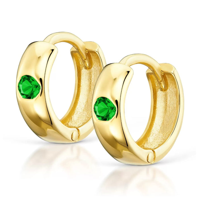 Cercei Rotunzi din Aur 8K cu Zirconiu Verde