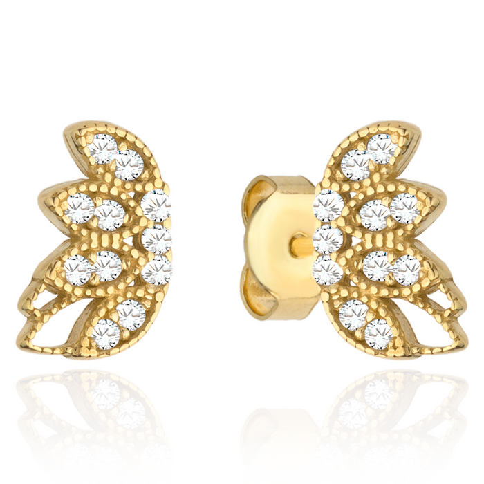 Cercei Aur 14k cu Aripi si Zirconii Albe