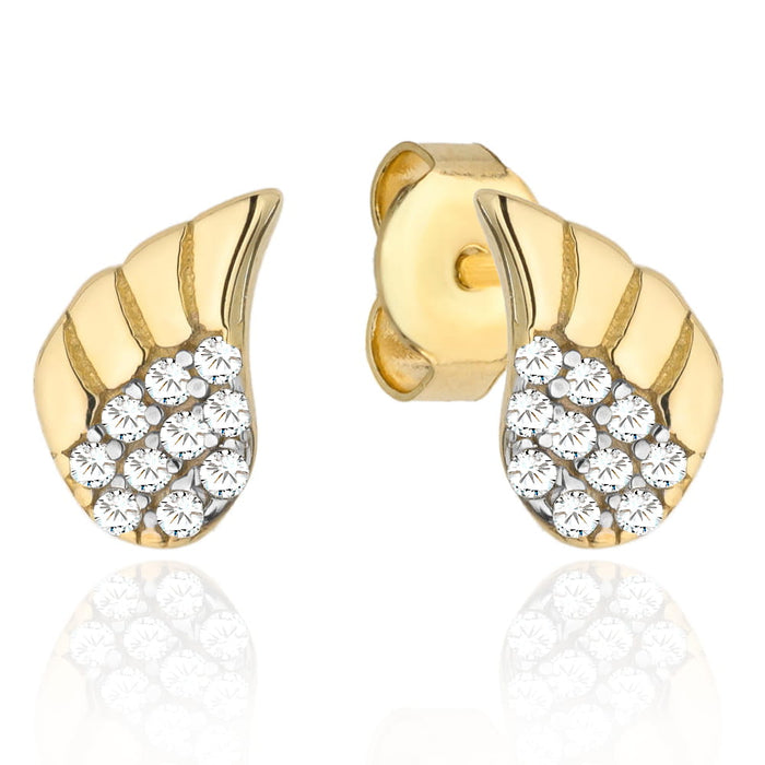 Cercei Aur 14k cu Aripi de Inger si Zirconii Albe