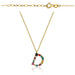 Colier Aur 14k cu Litera D si Cristale Multicolore