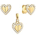 Set Cercei cu Inimioare 3D + Pandantiv si Cristale- Aur 14k