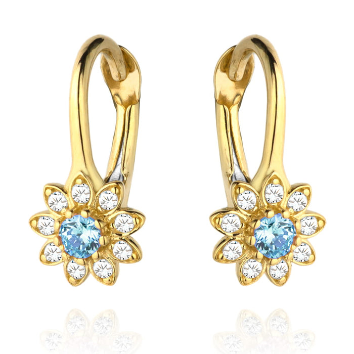 Cercei Aur 14k cu Floricele si Zirconii