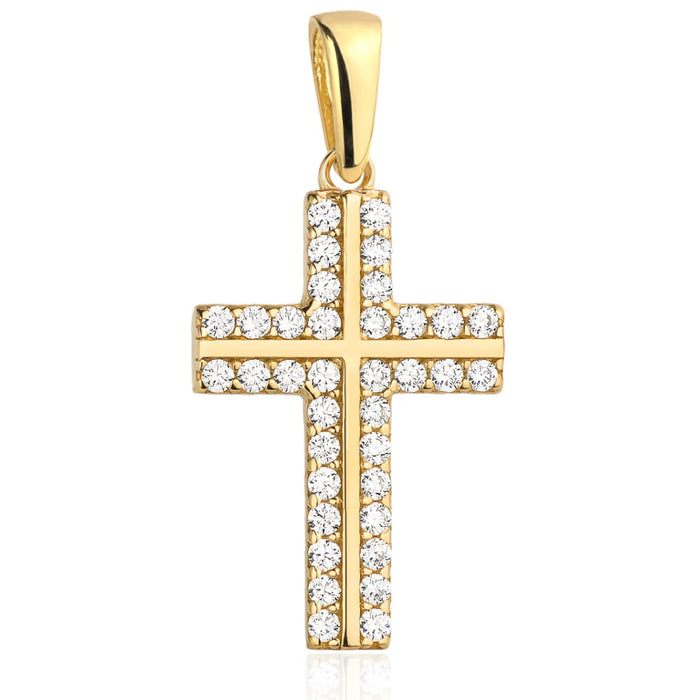 Pandantiv Aur 14k cu Cruce si Zirconii Albe