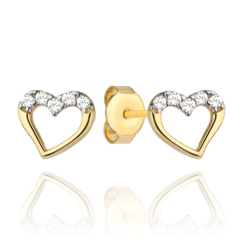 Cercei cu inimă și zirconiu cubic în partea de sus