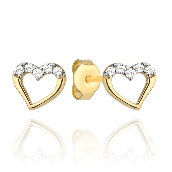 Cercei cu inimă și zirconiu cubic în partea de sus